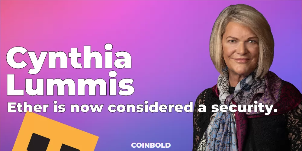 According to Senator Cynthia Lummis, Ether is now considered a security.